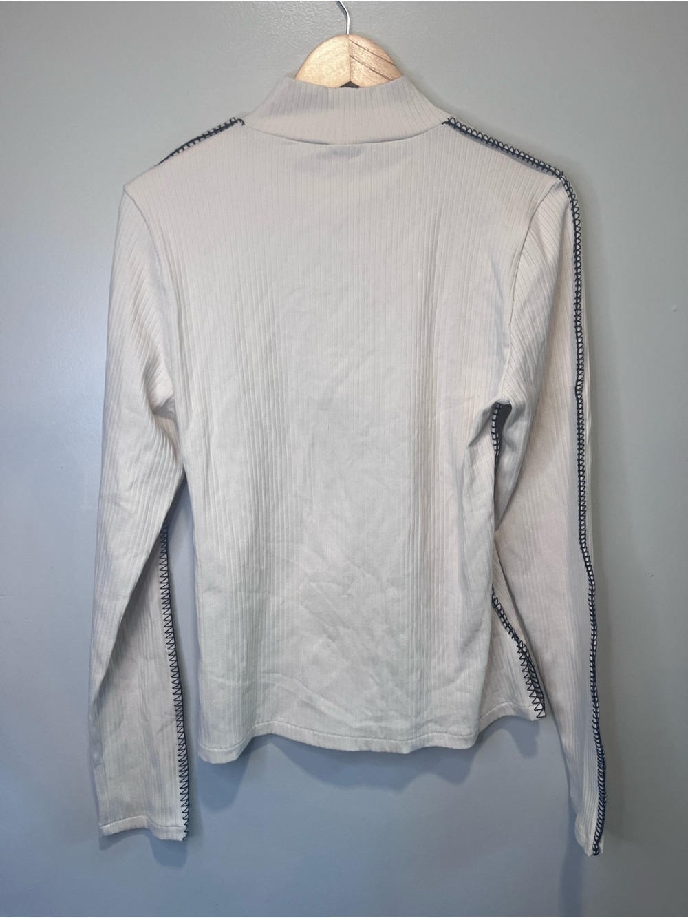 J. Crew Cream Ribbed Mock Neck Top - Picture 4 of 5